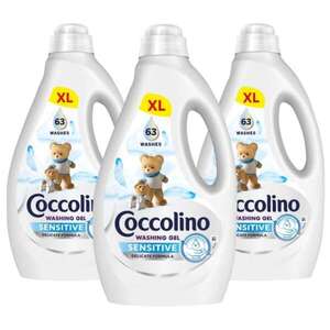 Coccolino Sensitive mosószer érzékeny bőrre, 189 mosás, 3x2, 52 l kép