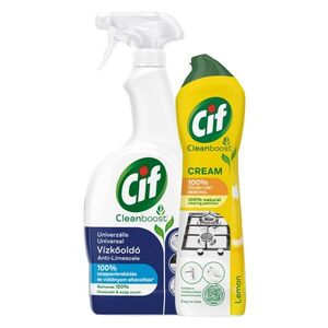 Cif Cleanboost Lemon Súrolókrém + Vízkőoldó Spray Csomag kép