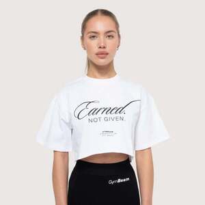 GymBeam Women‘s Earned Cropped T-shirt White kép