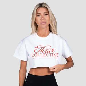 GymBeam Women‘s Thrive Cropped T-shirt White kép