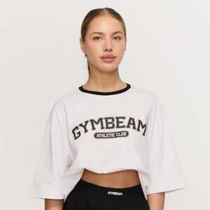 GymBeam Women‘s Varsity Oversized T-Shirt White kép