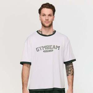 GymBeam Oversized Varsity T-Shirt White kép