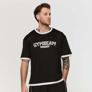 GymBeam Oversized Varsity T-Shirt Black kép