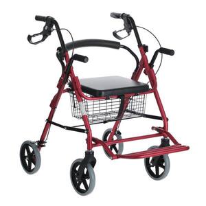 Könnyű szerkezetű rollátor UNIZDRAV Light lábtartóval, bordó kép
