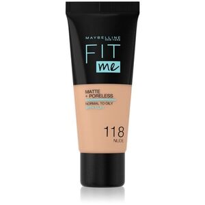 MAYBELLINE NEW YORK Fit Me! Matte+Poreless pórusösszehúzó és mattító alapozó normál és olajos bőrre árnyalat 118 Nude 30 ml kép