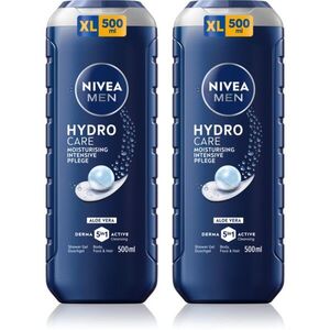 NIVEA MEN Hydrocare tusfürdő gél arcra, testre és hajra takarékos kiszerelés 2 x 500 ml kép
