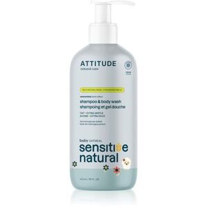 Attitude Sensitive Natural Baby Oatmeal Sampon és lemosó 2 az 1-ben az érzékeny bőrre gyermekeknek 473 ml kép
