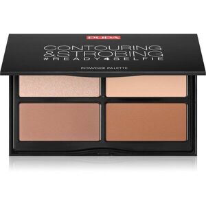 PUPA Milano #READY4SELFIE Contouring & Strobing Púderes highlight és kontúr paletta élénkítővel árnyalat 003 Dark Skin 175 g kép