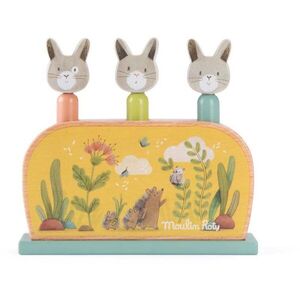 MOULIN ROTY Wooden Pop Up Toy Trois Petits Lapins ugrálós játék 12m+ 1 db kép
