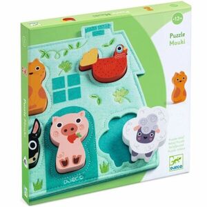 DJECO Wooden Block Puzzle Mouki kirakó 12m+ 1 db kép