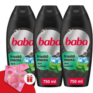 Baba Férfi Tusfürdő Menta 3x750ml + Ajándék Baba Hajturbán kép