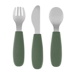 Petite&Mars Take&Match Stainless Steel Cutlery Set étkészlet gyermekeknek Misty Green 12m+ 3 db kép