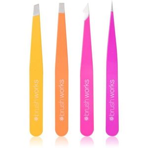 Brushworks Combination Tweezer Set csipeszszett szemöldökre típus Brights 4 db kép