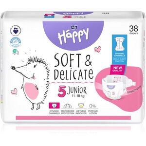 BELLA Baby Happy Soft&Delicate eldobható pelenkák nedvességelvezető csatornákkal Junior 11-18 kg 38 db kép