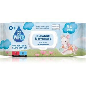 GoWipes Cleanse & Hydrate finom nedves törlőkendők gyermekeknek az érzékeny bőrre aloe vera 0+ 50 db kép