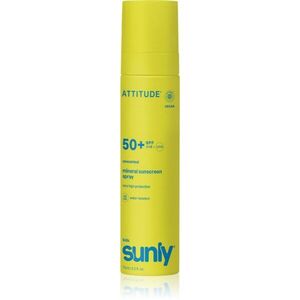 Attitude Sunly Kids Mineral Sunscreen Spray SPF 50+ ásványi napozó spray parfümmentes SPF 50+ 75 ml kép