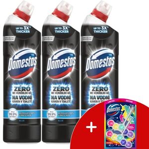 Domestos Zéró Blue WC Vízkőoldó gél 3x750ml + Ajándék Domestos Po... kép
