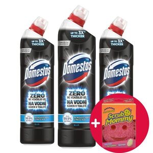 Domestos Zéró Blue WC Vízkőoldó gél 3x750ml + Ajándék Scrub Mommy... kép