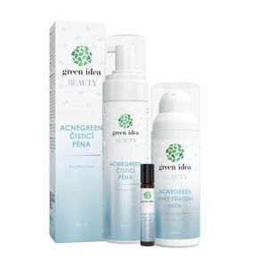 Kedvezményes ACNEGREEN csomag problémás bőrre: arctisztító hab + könnyű natúr krém + roll-on szérum – Green idea kép
