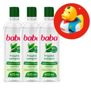 Baba Sampon Zöld Tea Kivonattal Zsíros Hajra 3x400ml + Ajándék Gu... kép
