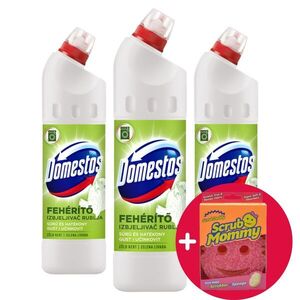 Domestos sűrű Fehérítő folyadék Zöld Kert 3x750ml + Ajándék Scrub... kép