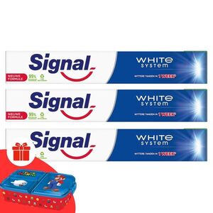 Signal White System fogkrém 3x75ml + Ajándék Signal Uzsonnásdoboz kép