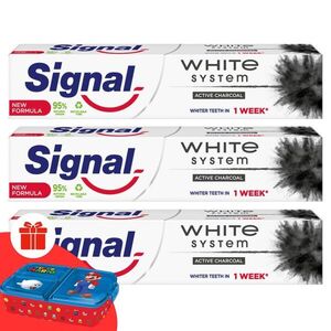 Signal White System Aktív szén fogkrém 3x75ml + Ajándék Signal Uz... kép