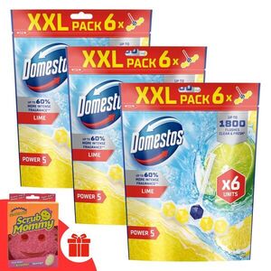 Domestos Power5 Lime WC illatosító blokk, 18x50 g + Ajándék Scrub... kép