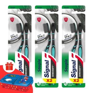 Signal Sensisoft Charcoal fogkefe 3x2db + Ajándék Signal Uzsonnásdoboz kép