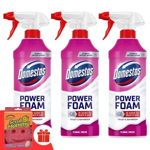 Domestos Power Foam Floral Fresh WC és fürdőszoba tisztító hab, 3... kép