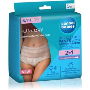 Canpol babies Pants With Postpartum Pad szülés utáni alsóneműk eldobható 2 az 1-ben S/M 5 db kép