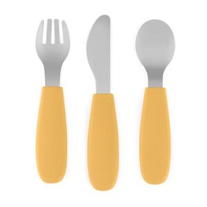 Petite&Mars Take&Match Stainless Steel Cutlery Set étkészlet gyermekeknek Ochre 12m+ 3 db kép