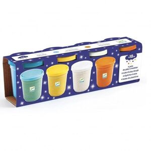 DJECO 4 Tubs of Play Dough színes, fémes hatású csillogó gyurma 18m+ 4 db kép