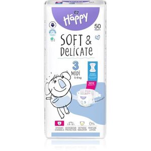 BELLA Baby Happy Soft&Delicate eldobható pelenkák nedvességelvezető csatornákkal Midi 5-9 kg 50 db kép