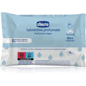 Chicco Perfumed Wipes 0m+ nedves törlőkendők gyermekeknek finom illattal 16 db kép