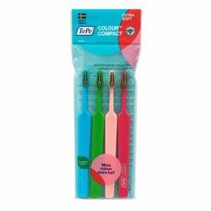 TePe Colour Compact fogkefe Toothbrush 4 pcs Extra Soft kép