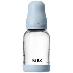 BIBS Baby Glass Bottle Silicone antikólikás cumisüveg szilikon itatócsőrrel Baby Blue 1 db kép