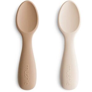 Mushie Toddler Starter Spoons kiskanál Natural/ Shifting Sand 12m+ 2 db kép