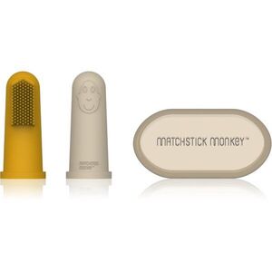 Matchstick Monkey Silicone Finger Toothbrush ujjra húzható fogkefe gyermekeknek tokkal Yellow/ Beige 2 db kép
