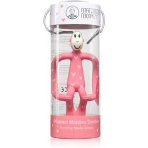 Matchstick Monkey Teething Toy and Gel Applicator rágóka 2in1 kefével Hearts Pink 1 db kép