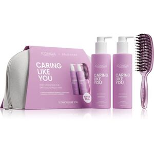 ICONIQUE Professional CARING LIKE YOU Set Shampoo 250 ml Conditioner 250 ml BrushArt Brush ajándékszett a hajra és a fejbőrre kép