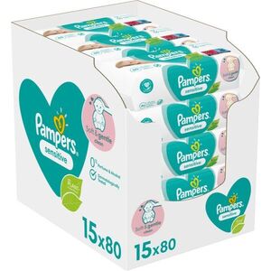 Pampers Sensitive nedves törlőkendő gyerekeknek az érzékeny bőrre 15x80 db kép