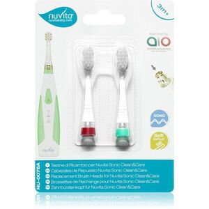 Nuvita Sonic Clean&Care Replacement Brush Heads tartalék fejek a szónikus elemes fogkeféhez újszülötteknek Sonic Clean&Care Medium Red/Green 2 db kép