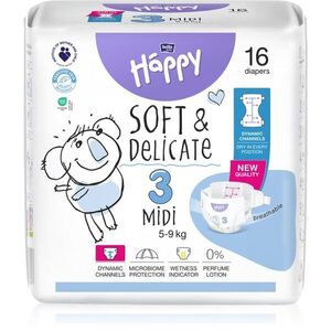 BELLA Baby Happy Soft&Delicate eldobható pelenkák nedvességelvezető csatornákkal Midi 5-9 kg 16 db kép