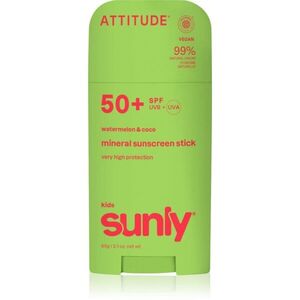 Attitude Sunly Kids Watermelon & Coco ásványi védőkrém arcra és testre stift SPF 50+ 60 g kép