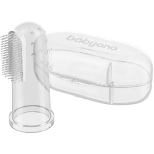 BabyOno Take Care First Toothbrush ujjra húzható fogkefe gyermekeknek tokkal Transparent 1 db kép