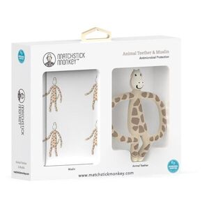 Matchstick Monkey Animal Teether & Muslin Giraffe ajándékszett gyermekeknek kép