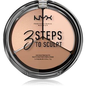 NYX Professional Makeup 3 Steps To Sculpt Púderes highlight és kontúr paletta árnyalat 01 Fair 15 g kép
