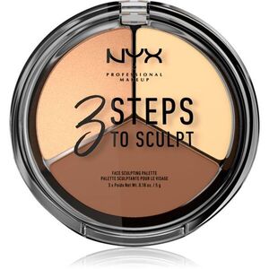 NYX Professional Makeup 3 Steps To Sculpt Púderes highlight és kontúr paletta árnyalat 02 Light 15 g kép