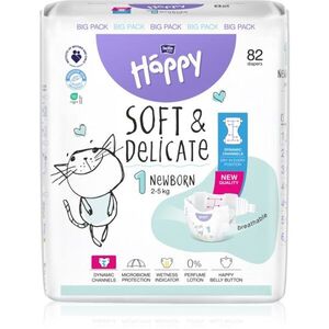 BELLA Baby Happy Soft&Delicate eldobható pelenkák nedvességelvezető csatornákkal Newborn 2-5 kg 82 db kép